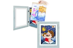 Frametory 2 Pack Magnetic Kids Art Frames, 10x12.5 Inch Artwork Display Storage Frame for Drawings & Photos, Teal Front Opening Frame Changeable for Wall, Holds Up to 50+ Crafts, 3D Paintings