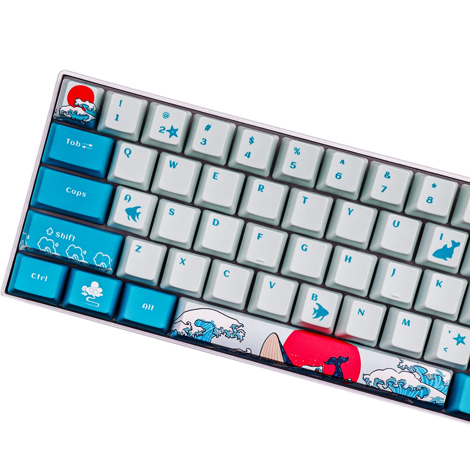 Keycaps, 61 Keycaps OEM PBT Keycap Dye-Sublimation Keycap for GK61 Cherry MX Switches Mechanical Keyboard (Sell Keycaps Only)