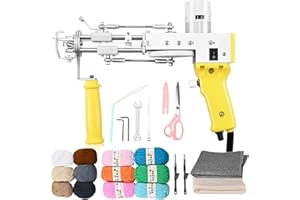 Fancybant Tufting Gun Starter Kit, 2 in 1 Cut and Loop Pile Rug Tufting Gun, Rug Making Kit for Beginners, Tufting Gun Kit with 12 Color Yarn Rolls and Tufting Cloth Backing Cloth Tools Kit - Yellow