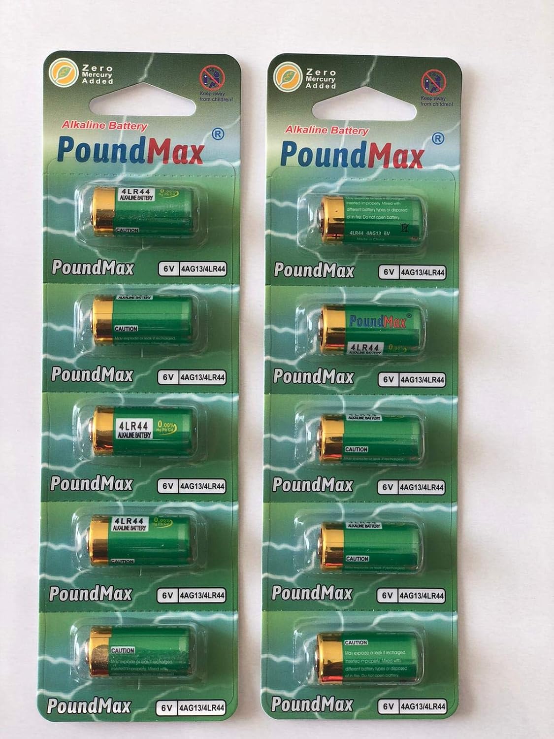 10 x PoundMax 4LR44 4G13 L1325 A544 476A 6v Alkaline batteries by Poundmax, 10 x 4LR44