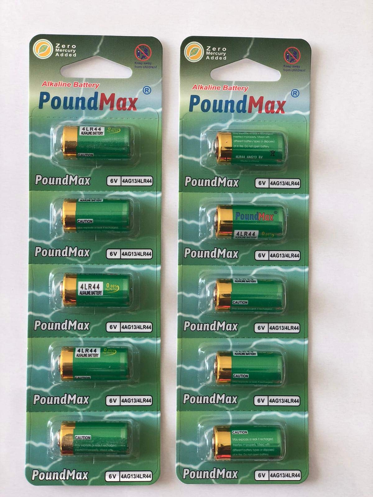 10 x PoundMax 4LR44 4G13 L1325 A544 476A 6v Alkaline batteries by Poundmax