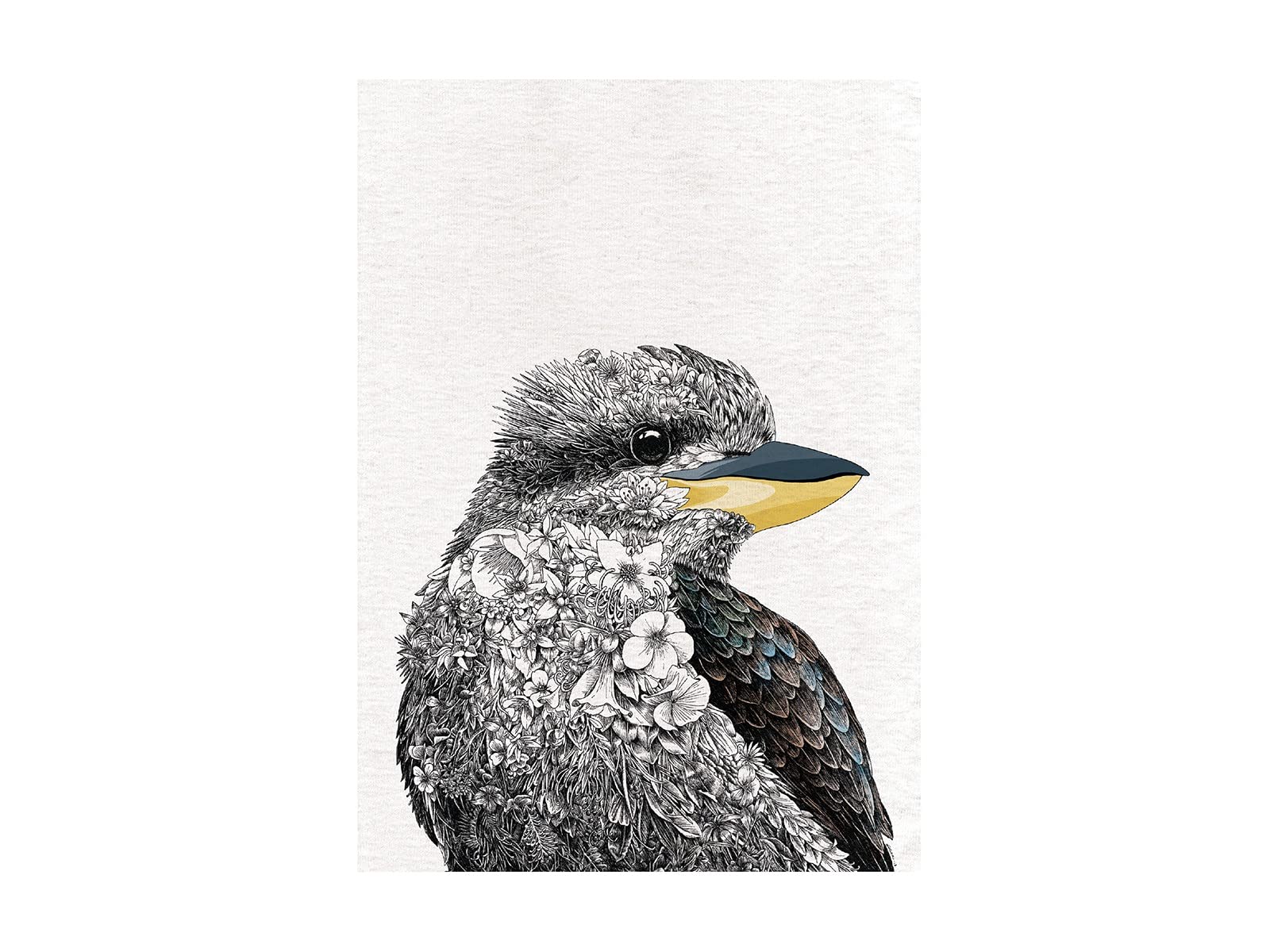 Maxwell & Williams Marini Ferlazzo Birds Printed Tea Towel with Laughing Kookaburra Design, Cotton, Black/White, 5 x 7 cm — image 1