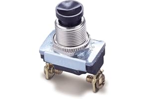 Gardner Bender GSW-22 Electrical Push Button Switch, SPST, OFF-Mom ON, 6 A/120V AC, Screw Terminal , Black