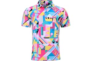 uideazone Mens Golf Shirt Dry Fit Athletic Polo Shirts Moisture Wicking Performance 3D Print Short Sleeve