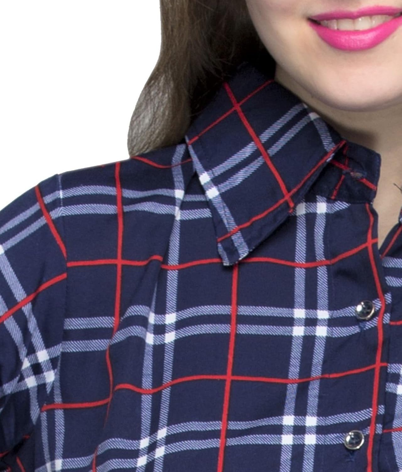 indietoga women blue red check shirt (plus sizes m to 7xl)