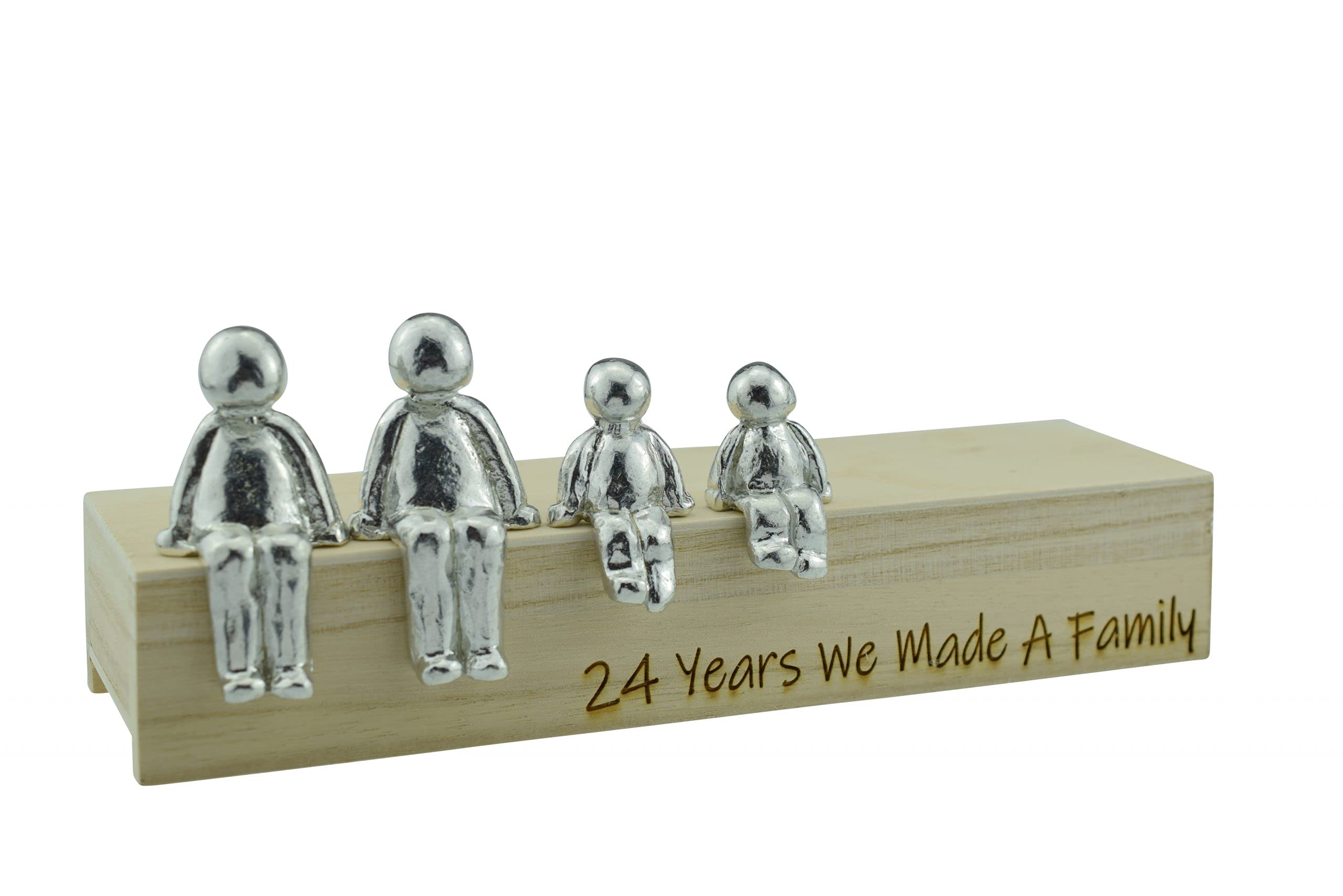 Pirantin 24th Anniversary Idea - 24 Years We Made A Family Metal Ornament - Choose Your Family Combination Box & Woodgrain May Vary(2 Children)