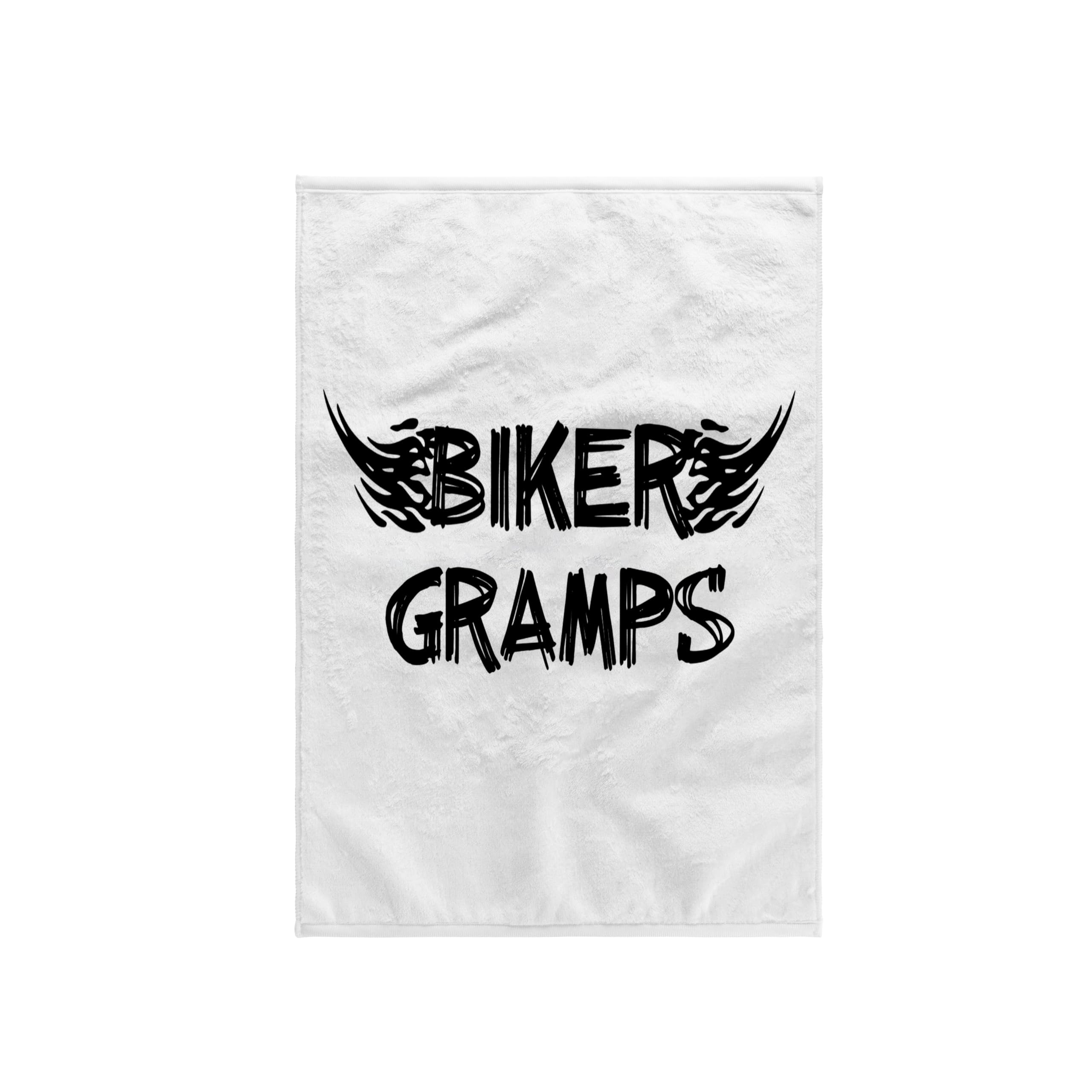 3dRose "Biker Gramps/Grunge Word Art with Black and White Flames Funny Old Motorbike Grandfather Motorcycle Towel, Polyester/Cotton, Multi-Colour, 15 x 22-Inch