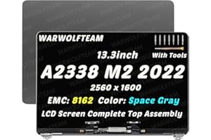 WARWOLFTEAM 13.3inch LED LCD 2560x1600 Screen Digitizer Whole Hinge-up Assembly Compatible with MacBook Pro A2338 M2 2022 MNEQ3LL/A MNEP3LL/A MNEJ3LL/A MNEH3LL/A EMC 8162 (Space Gray)
