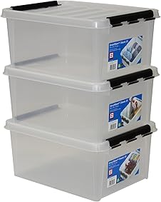Hammarplast 35083903 Smart Store Classic 15 - Cajas de almacenaje, 40x30x18 cm, 14 L, diseño transparente, pack con 3 unidades 