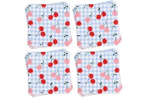 xo, Fetti Blue Gingham Cherry Napkins - 3-ply, 25 pcs | Ma Cherie Baby Shower, Cherry on Top Bachelorette Decorations, Birthday Decor, Kids Picnic Tablescape