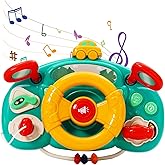 Ark miido Steering Wheel Toys, Baby Turn and Learn Driver, Simulation Driving Learning Educational Toy, Musical Driving Wheel, Montessori Toy for Tooddler Birthday Gifts for 18month+Boy Girl（Green）