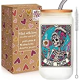 Qubereeree The Mom Skeleton Tarot Card Skull Cup Gifts for Mom, Tarot Lovers Gift, Halloween Skull Cup, Mama Witchy Gifts for Women, Goth Bday Gothic Spooky Gift for Mommy, Funny Skeleton Moms Mug