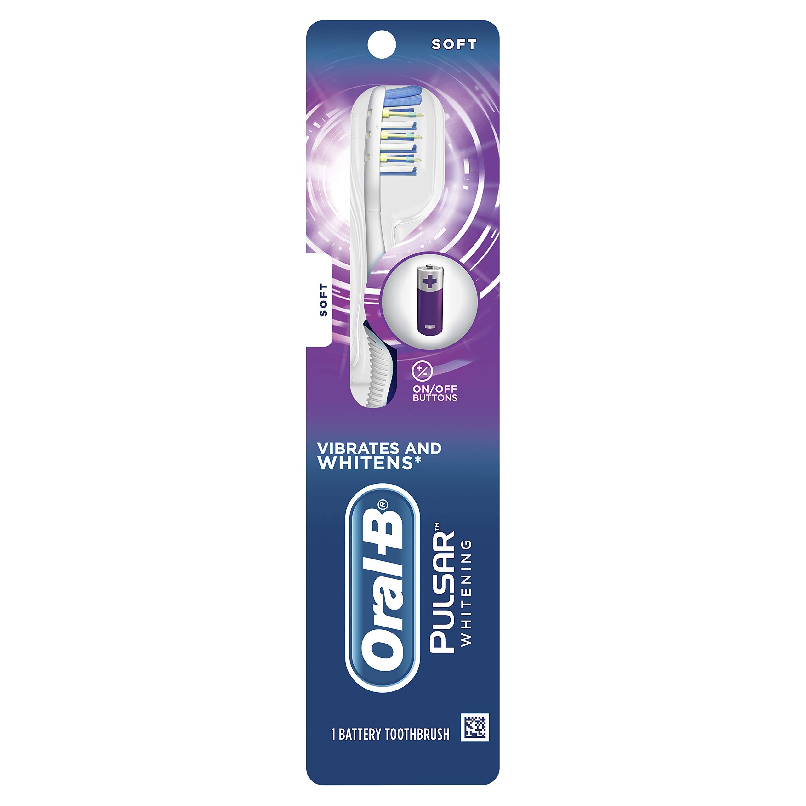 Oral-B Pulsar 3D White Luxe Battery Powered Toothbrush, Soft Bristles, 1 Count (Color may vary)