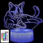 i-CHONY Cat Gift 3D Illusion Lamp,Cute LED Night Light,with Remote & Smart Touch 16 Colors Bedroom Decorations Bedside Lamp - Cat Love Gift for Women Teens Girls Kids Birthday Christmas