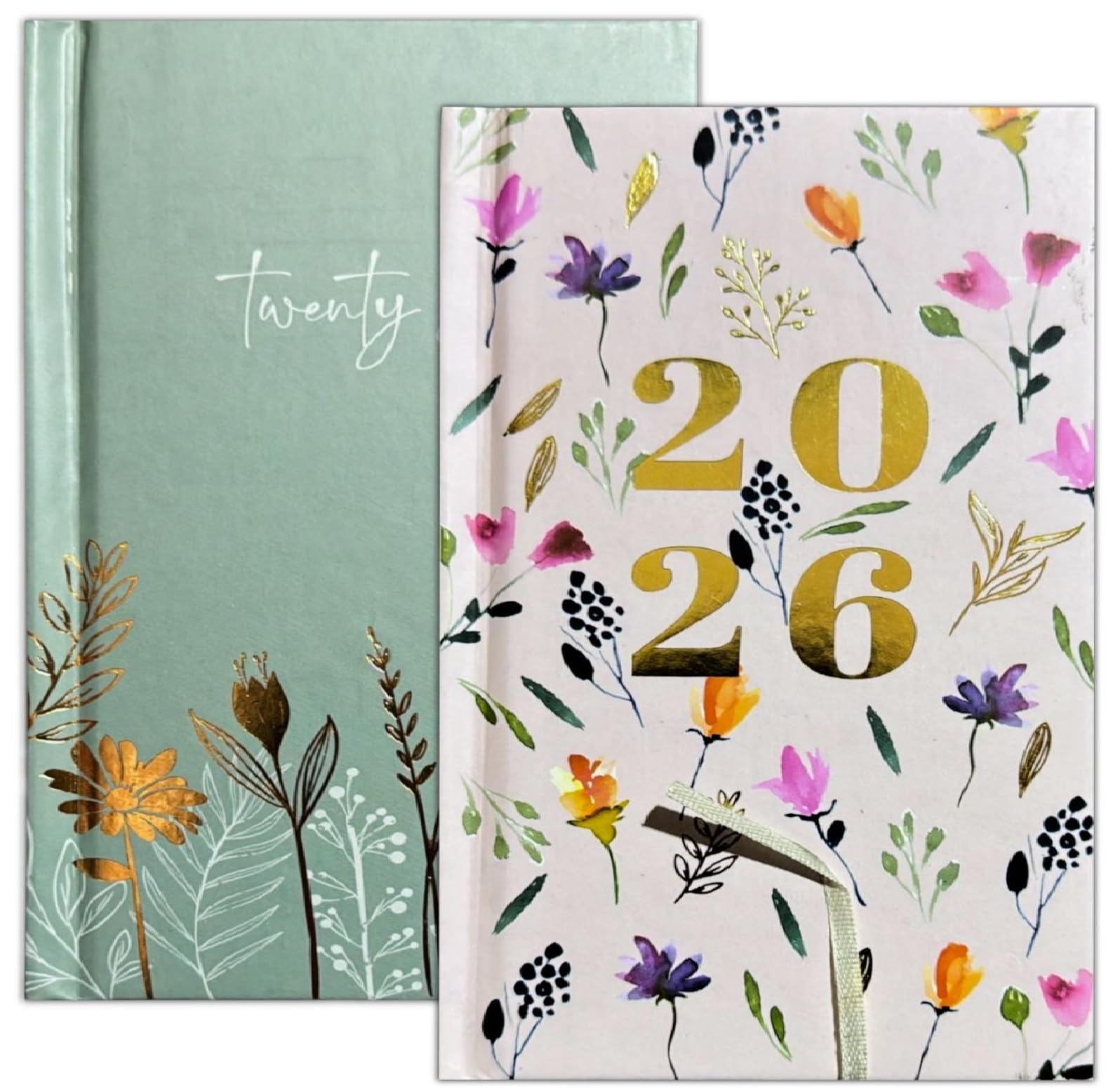 Orbitron 2026 A5 Week To View Botanical Butterflies & Rabbit WTV Personal Diary Planner (Butterfly Pink)