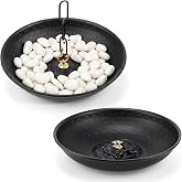 Zhengmy 2 Pack 11 Inch Black Rain Chains Anchoring Basin Hand Hammered Metal Bowl for Rain Chain Downspout Gutters for Outdoor Garden Lawn and Patio Water Feature