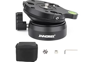 INNOREL Tripod Leveling Base, LB60 Leveling Base Half Ball with Offset Bubble Level and Bubble Level Bag for Canon, Nikon and Other DSLR Cameras with 1/4" Thread, Tripods and Monopods with 3/8" Thread