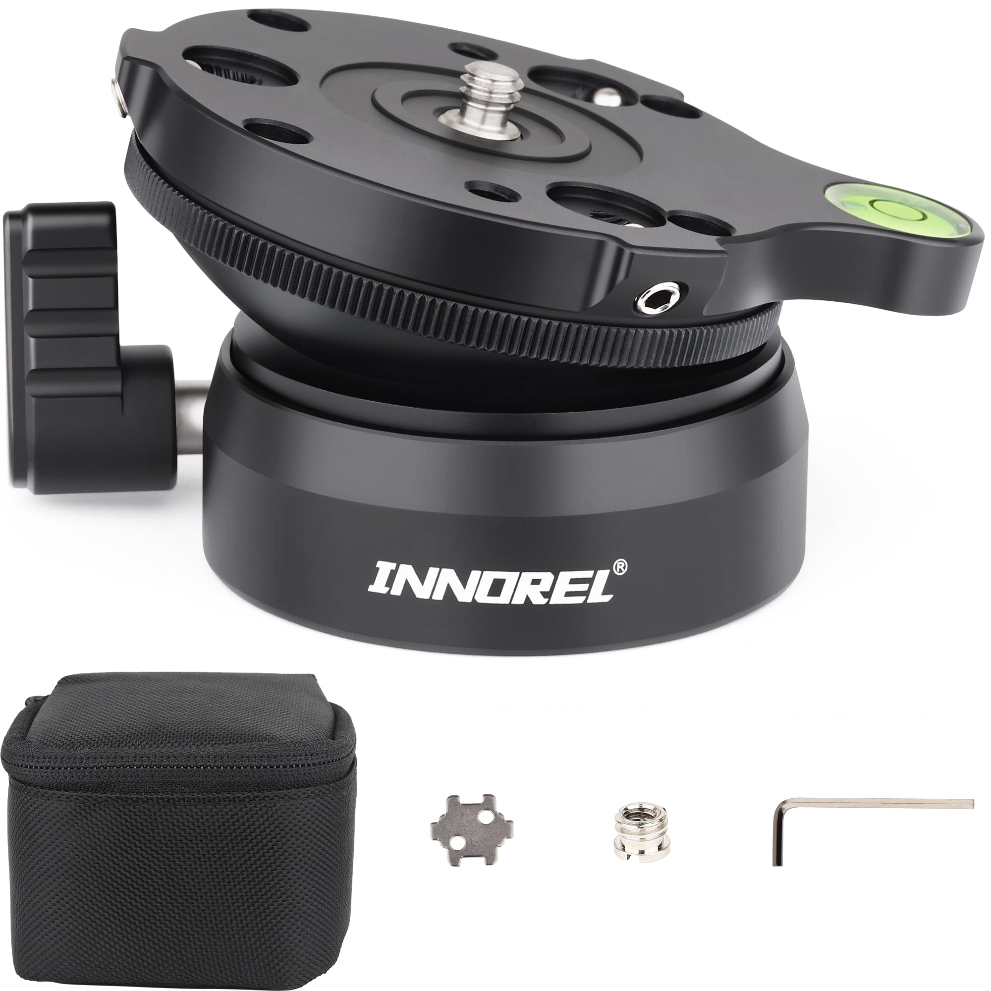 INNOREL LB60 60mm Tripod Leveling Base Ball Camera Leveller 3/8-inch with Offset Bubble Level,Inclination 15 °,1/4" 3/8" Thread for Canon,Nikon,and Sony DSLR Cameras etc…