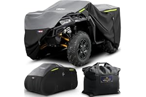 LI LIBZAKI 600D ATV Cover - Waterproof Heavy Duty Trailerable Quad Cover - All Season Weather Proof Outdoor UV Protection for Polaris, Kawasaki, Yamaha, Suzuki, Can-Am - Black/Gray