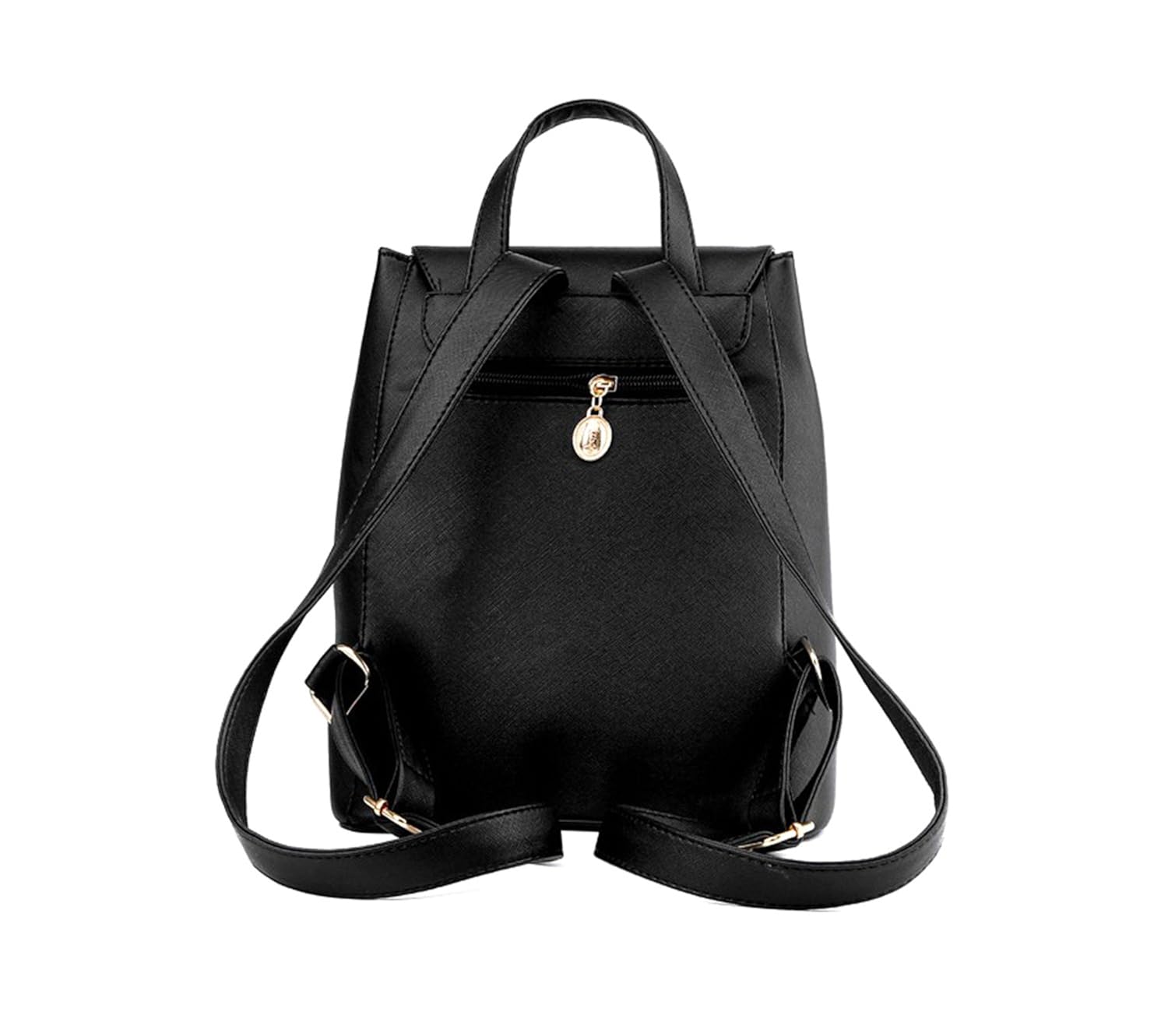 di grazia women's pu leather magnetic black casual backpack (medium)