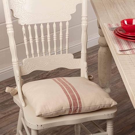 Amazon Com Market Place Red Grain Sack Stripe Chair Pad 16 X 16 Farmhouse Decor Seat Cushion Cream Red Kitchen Dining