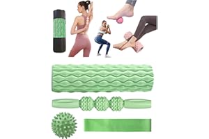 Wayfurr 5-in-1 Foam Roller Set For Back Pain Relief, Deep Tissue Muscle Massage And Yoga Leg Recovery13"x4"（Green）