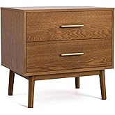 Furniture of America Wyatt Modern Solid Wood Nightstand with Drawers and Round Tapered Legs, Small Bedside Table, Wooden Nigh