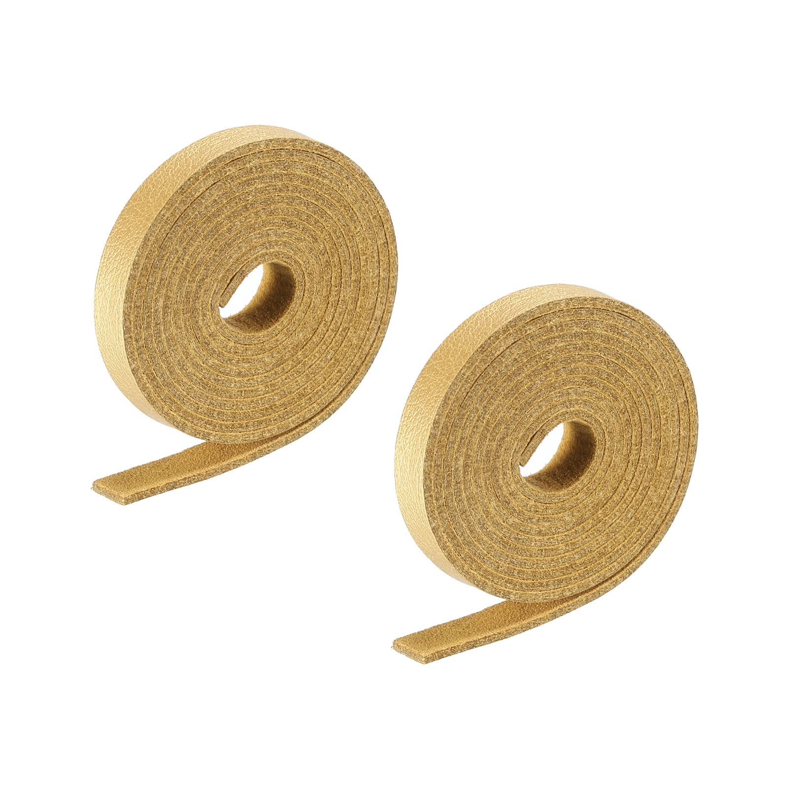 PATIKIL Faux Leather Cord Suede Cord 0.8cm/0.31" Leather Thread Velvet Cord 100cm/3.28ft for Bracelet, Necklace, Beading, DIY Craft, Gold Tone, Pack of 2