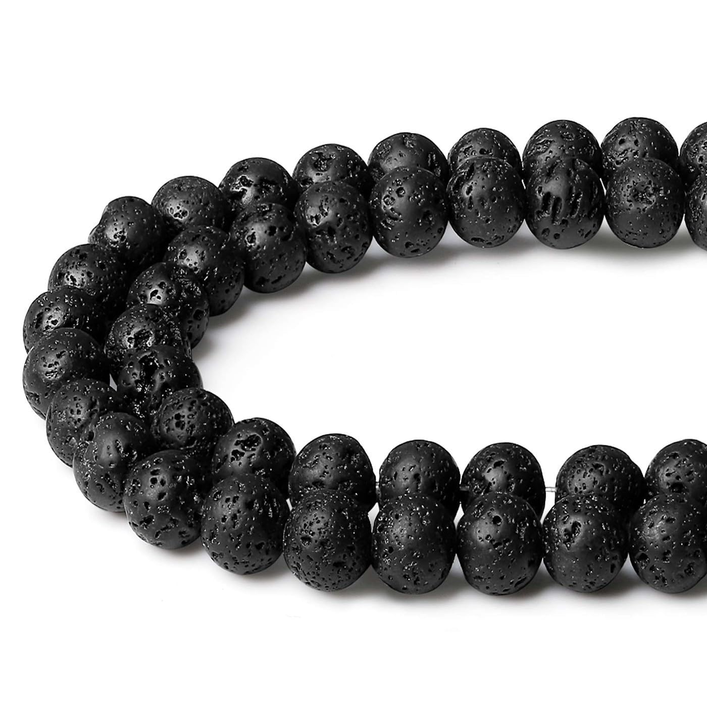 XIANNVXI Black Lava Rock Beads 8mm Round Black Beads for Crafting 47 Pcs — image 1