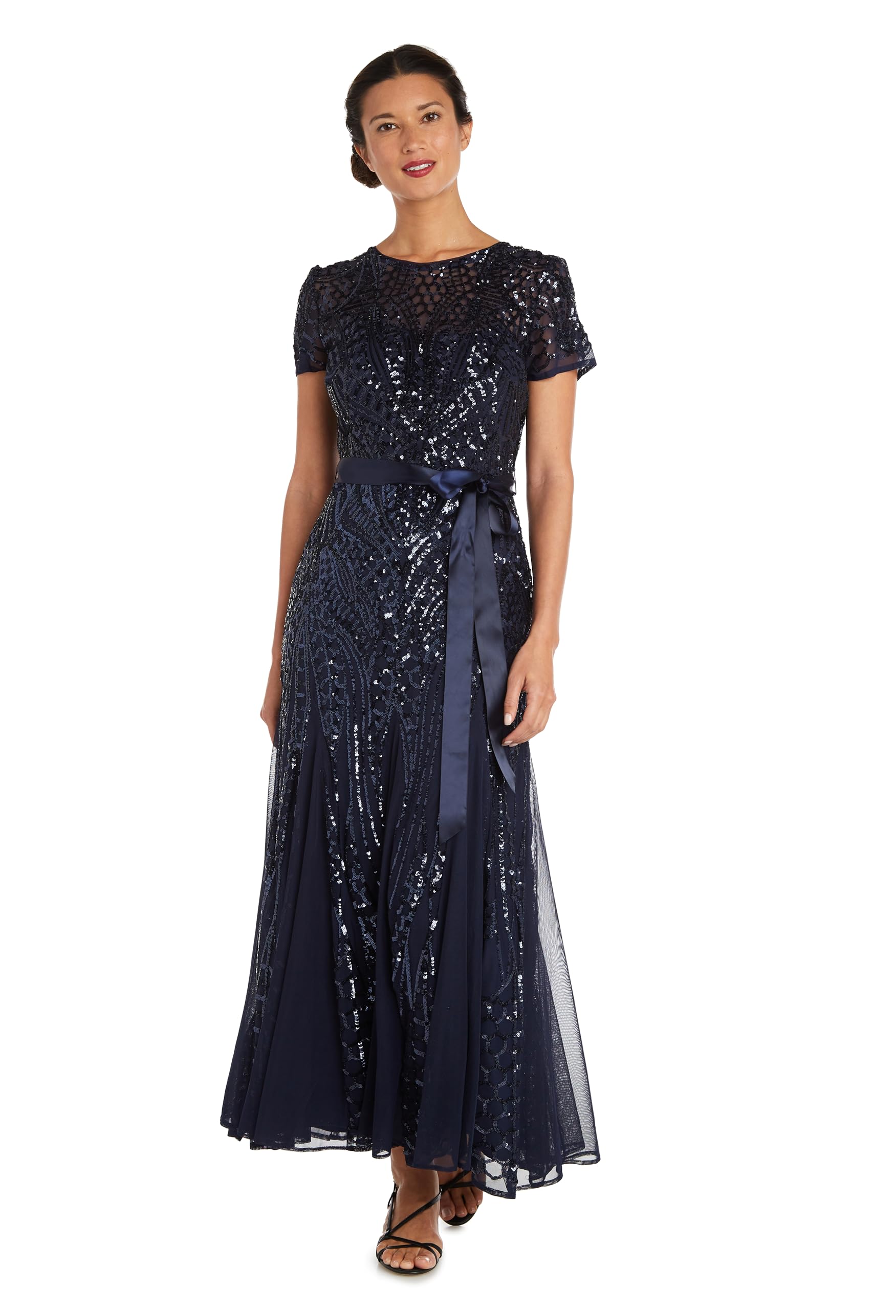 Sequin A Line Party Dress R & M Richards Sequined Godet Gown - Macy's R&m  Richards Dresses Online
