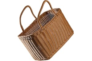 Didiseaon Baskets Wicker Storage Basket Household Storage Basket Picnic Basket Woven Basket with Handle Utility Basket Plastic Storage Bins