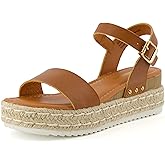 CUSHIONAIRE Melissa Espadrille Platform Sandals For Women with Adjustable Ankle Strap and Memory Foam Insole-Comfortable Womens Sandals for Summer