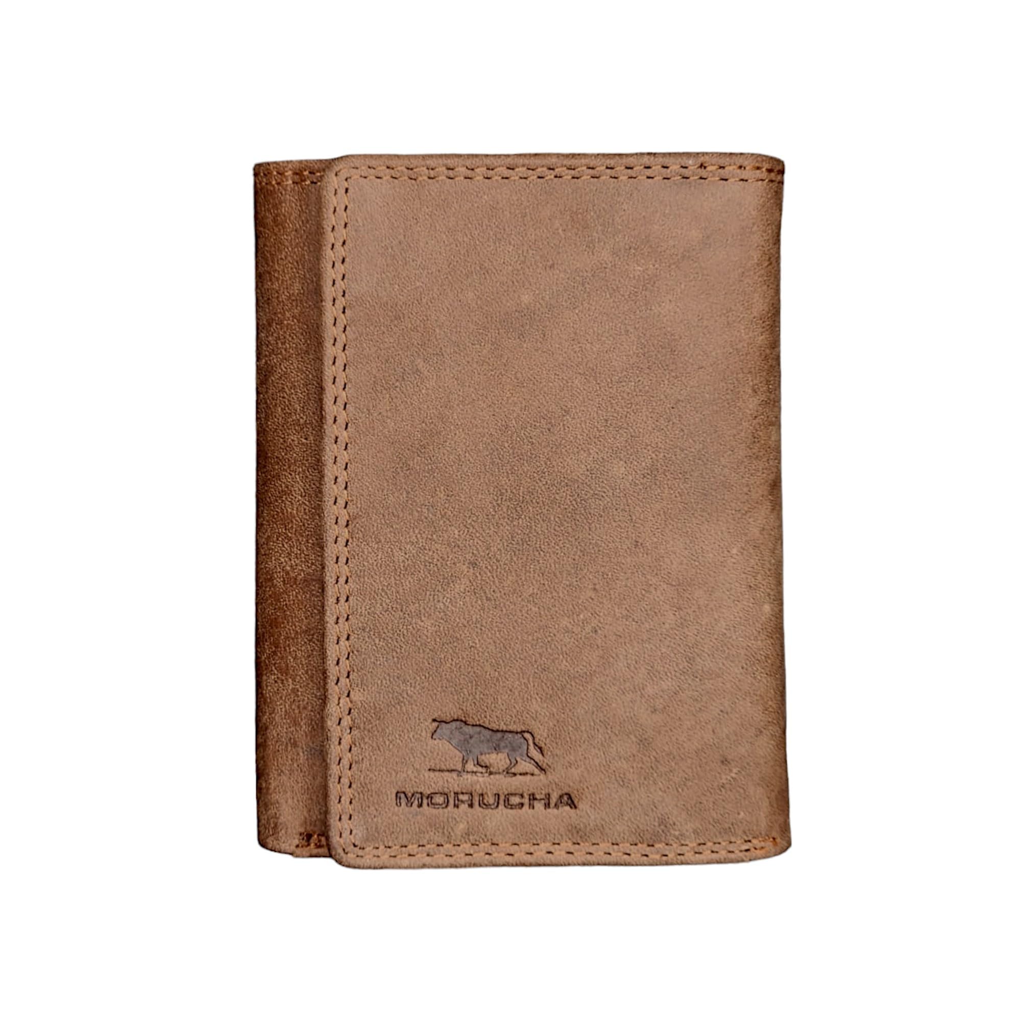 MORUCHA Designer Wallets Mens RFID Blocking Genuine Leather Trifold Wallets for Men UK with Gift Box M30 (Hunter Brown)