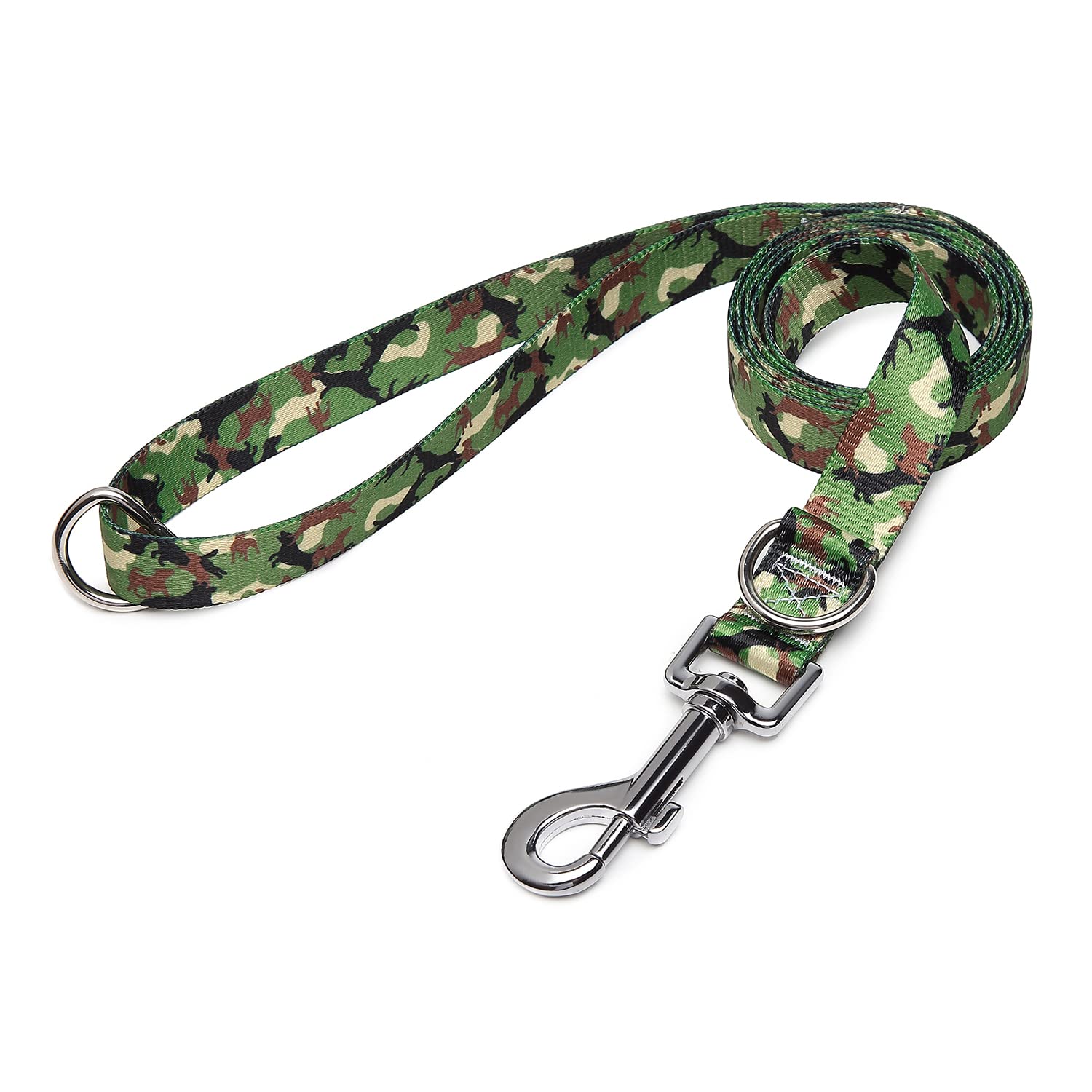 Suredoo Soft Nylon Dog Lead Leash with Colorful Patterns, Comfortable Strong Dog Training Walking Lead Leashes with 2 D-ring for Small Medium Large Dogs, (Green Dog Camouflage)