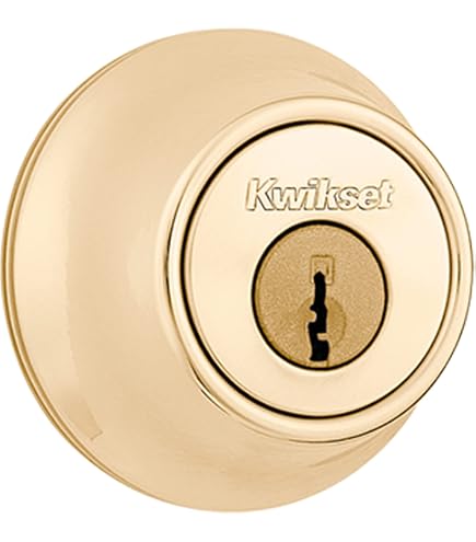 Kwikset Tylo Entry Knob & Deadbolt Combo Pack - Polished Brass, Adjustable Latch, Grade 3