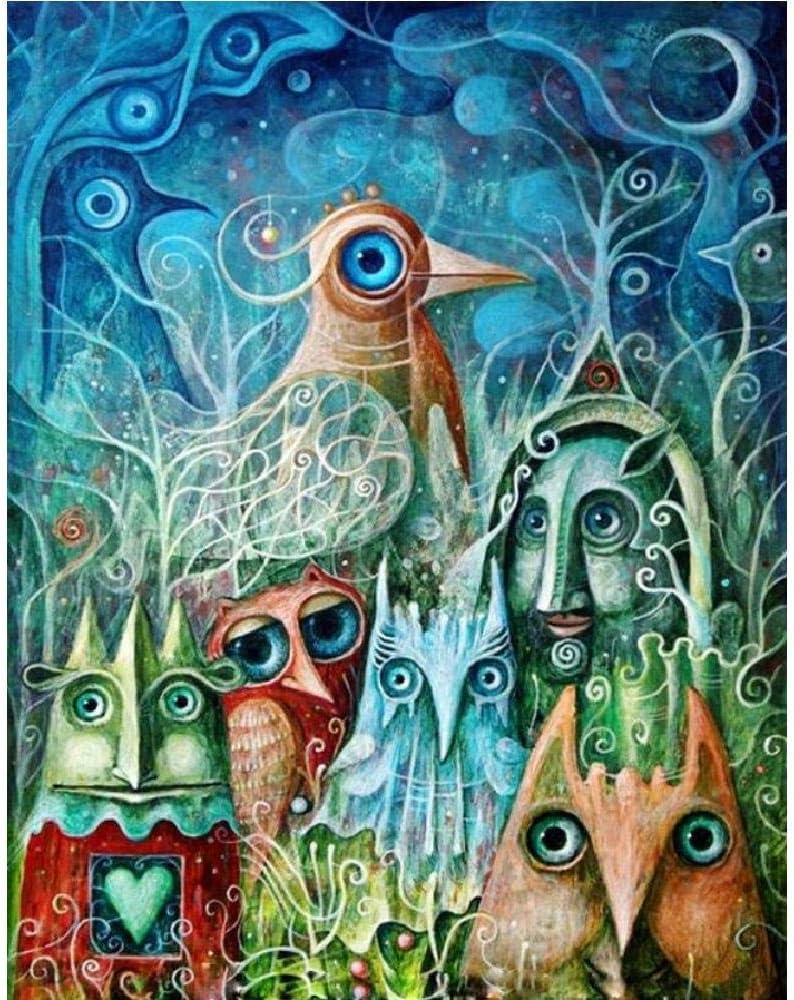 Wooden Puzzle 1000 Piece Jigsaw Puzzle for Adults - Abstract Artistic Bird And Character Pattern - Family Educational Games, 75x50cm