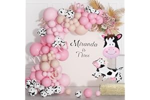 DUILE Cow Balloons Garland Arch Kit With Pink Double-Layer Nude Cow Print Balloon Animal Balloon Farm Cow Birthday Party Baby Shower Birthday Party Decorations