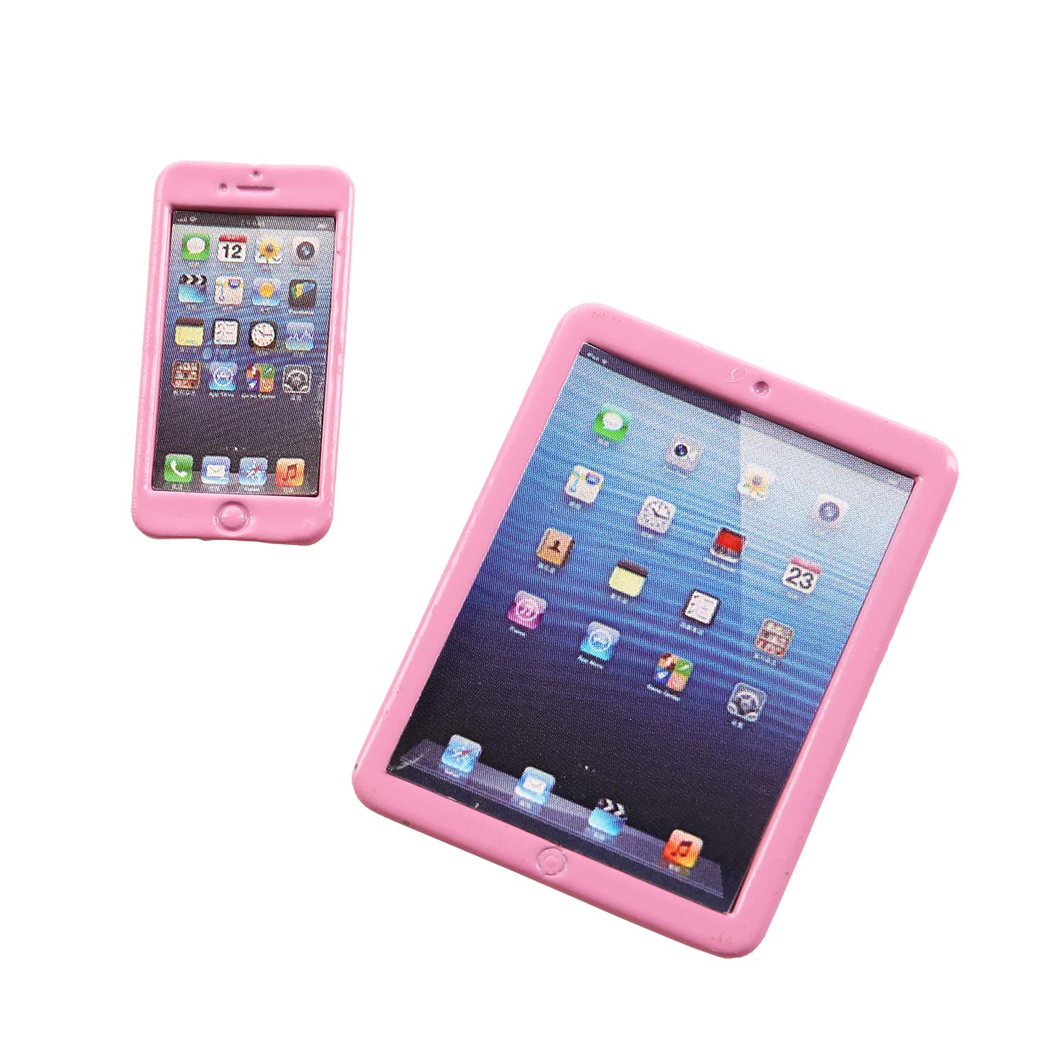 ENOCHT 9 Pack Small Size Laptop Computer Tablet Phone Pad Glasses and Headset Doll Playset Simulation Accessories for 11.5 Inch Doll (Pink)