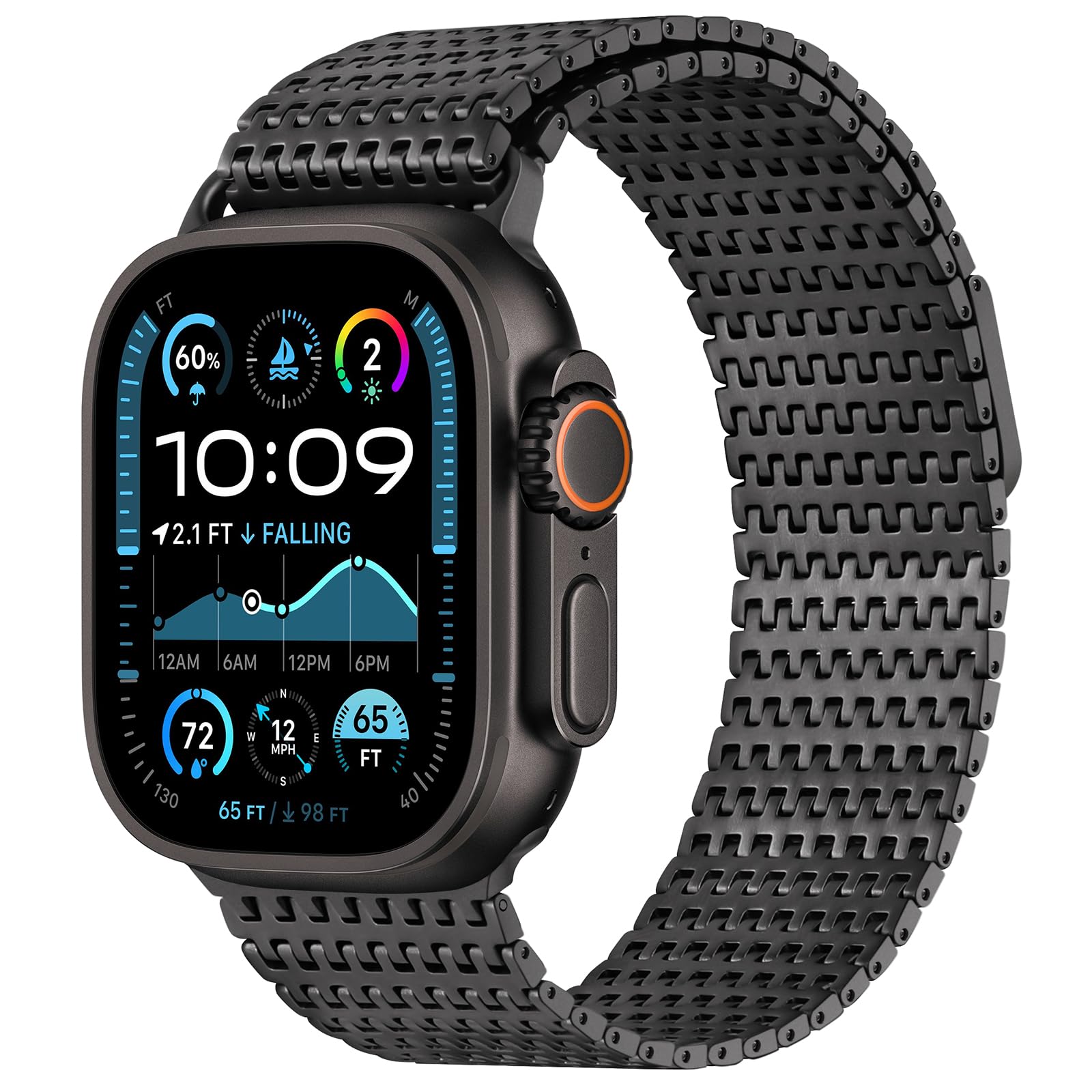 Anlinser Compatible with Apple Watch Strap 49mm 46mm 45mm 44mm 42mm, Magnetic Straps Stainless Steel Metal Band Designed for Apple Watch Ultra 3/2/1 Series 11 10 9 8 7 6-1 SE(49mm/Ultra, Black)