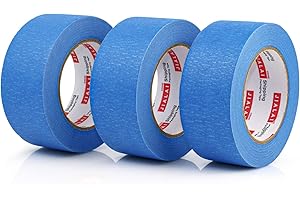 JIALAI HOME 3 Rolls Blue Painters Tape 2 inch Painter Tape Wide Roll, Blue Masking Paint Tape 2 Inches x 60 Yards for General Purpose Walls Painting, Automotive