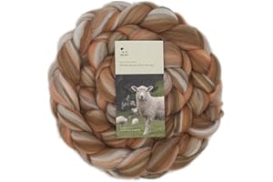 DICHA Fine Merino Wool Roving – Hand-Dyed in Stunning Color Blends for Needle Felting, Wet Felting, Spinning, and Weaving – Soft Combed Top Fiber – 5oz – Mocha Caramel