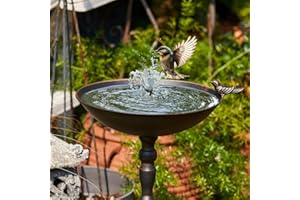 SMQLJXC 11.2" W*25.8" H Cast Iron Bird Baths for Outdoors, Vintage Metal Bird Bath Bowl, Garden Lawn Yard Decorations