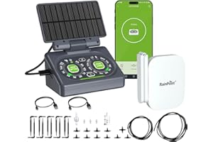 RAINPOINT Smart Automatic Watering System for 15 Potted Plants,Dual Powered, Local Control & Remote WiFi/App Control, Solar Drip Irrigation for Indoor,Balcony, Grow Tent, Low Water Auto-Shutoff