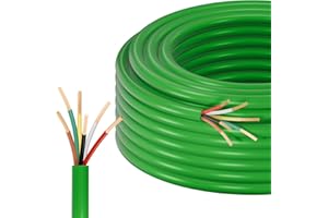 SUZCO Enough 14AWG 50FT 6 Way Trailer Wire Harness - Green Sheath 6X Individually CCA Round Conductor for Trailers, RVs, Hook-up Cable, Hitch Tow