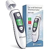 iProven Digital Thermometer for Adults Kids and Baby - Ear and Forehead 2-in-1, 1 Second Reading, Fever Alarm with Color Indicator, 20 Memory Recall - Medical Infrared Thermometer For The Whole Family