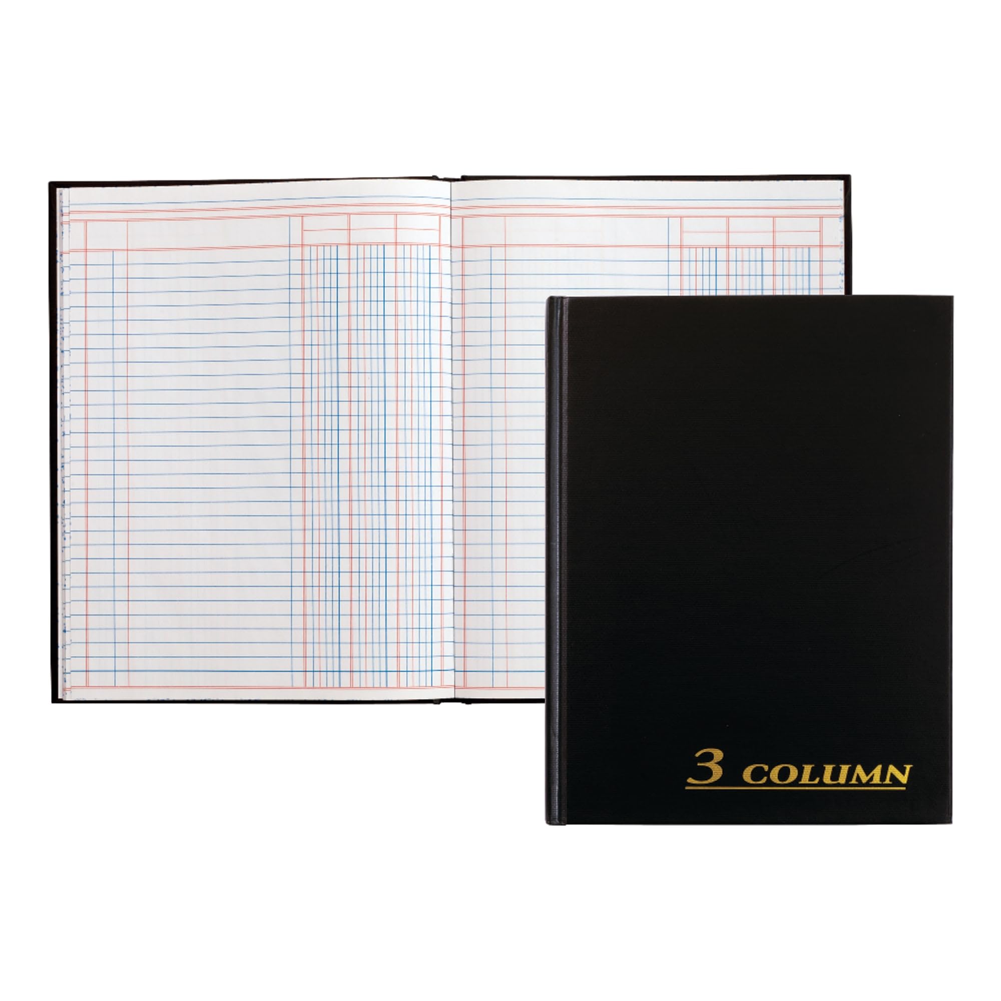 Adams Account Book, 7 x 9.25 Inches, Black, 3-Columns, 80 Pages (ARB8003M) (Pack of 6) Image