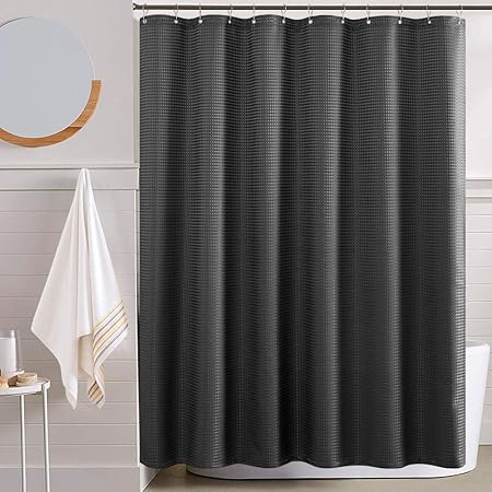 Amazon Com Waterproof Shower Curtains For Bathroom Black Waffle