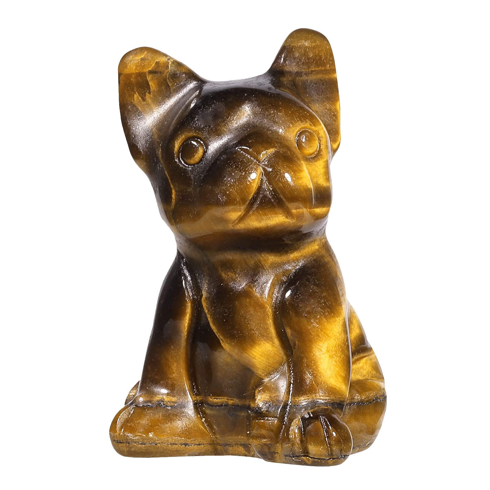 mookaitedecor Tiger's Eye Crystal Stone Dog Figurine, Hand Carved Animal Puppy Statue Sculpture Decoration for Home Office Lucky Fortune Gift, Height 1.1-1.38" — image 1