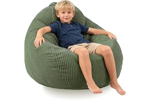 LPMOERA Bean Bag Chairs for Kids/Teen with Memory Foam Filling Bean Bag Sofa with Soft Corduroy Fabric BeanBag Chair for Living Room Bedroom College Dorm Reading Chair Green