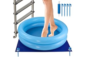 FETHWOIN Inflatable Pool Foot Bath Basin with Non-Slip Mat, Portable Pool Foot Wash Tray, Foldable Foot Soaking Bath Basin for Pool Entry Ladder, Aboves Ground Pool Accessories for Camping Beach Spa Tub